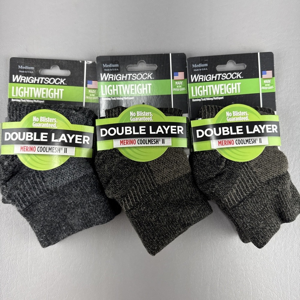 Wrightsock Merino Coolmesh II Double Layer No Blister Socks Medium 3 Pairs